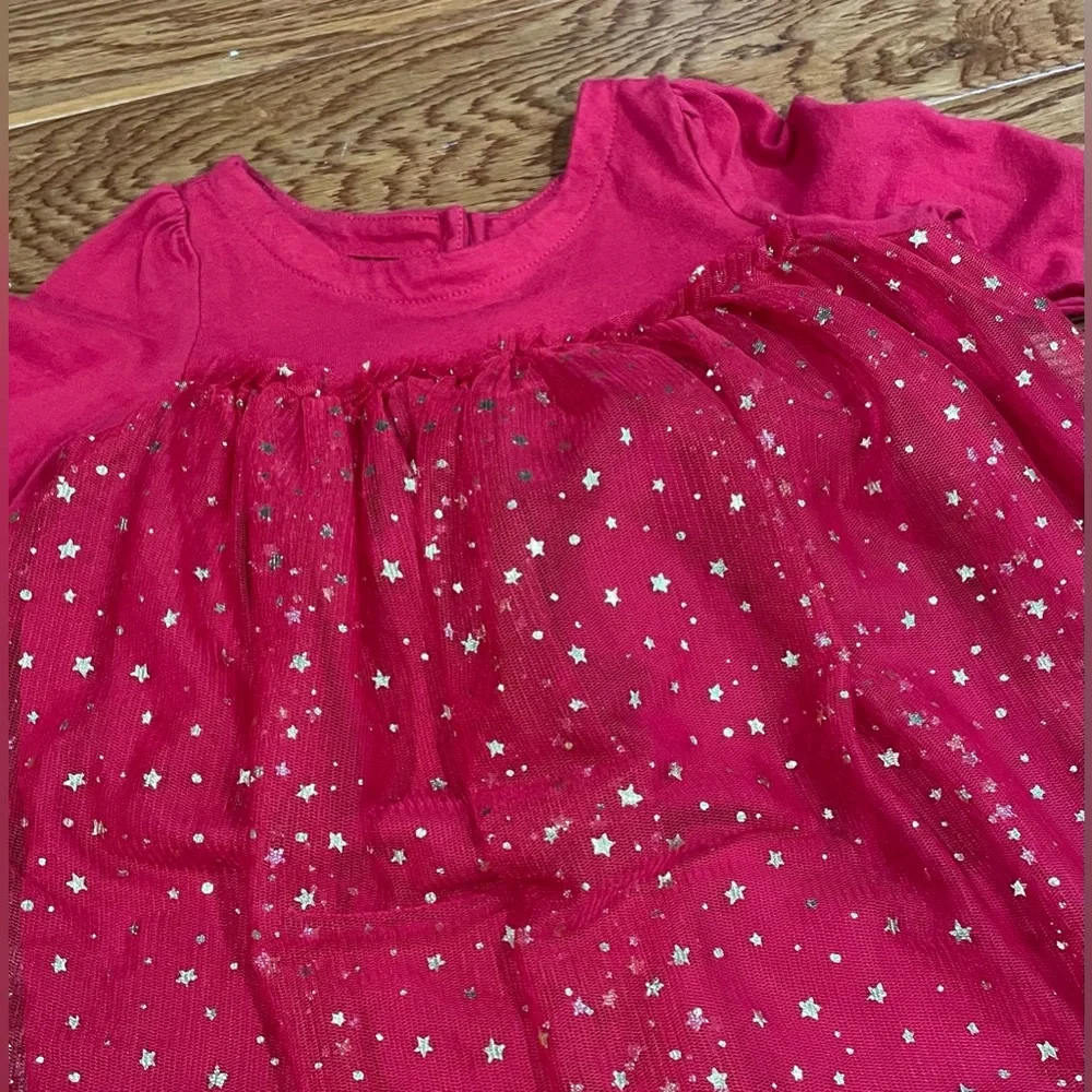 Like New Gap Baby 6-12 month Sparkly Gold Star and Red Dress- Girl - Picture 2 of 5